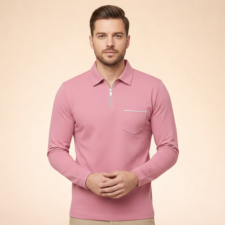 Louis | Elegantes, atmungsaktives Langarm-Poloshirt