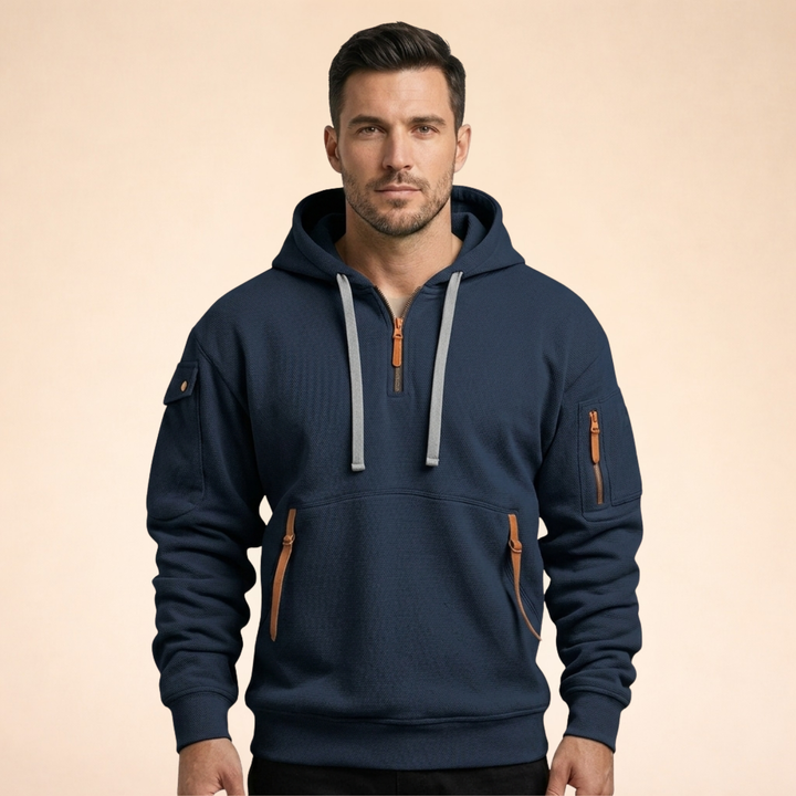 Henry | Stylischer &amp; atmungsaktiver Kapuzenpullover mit halbem Reißverschluss