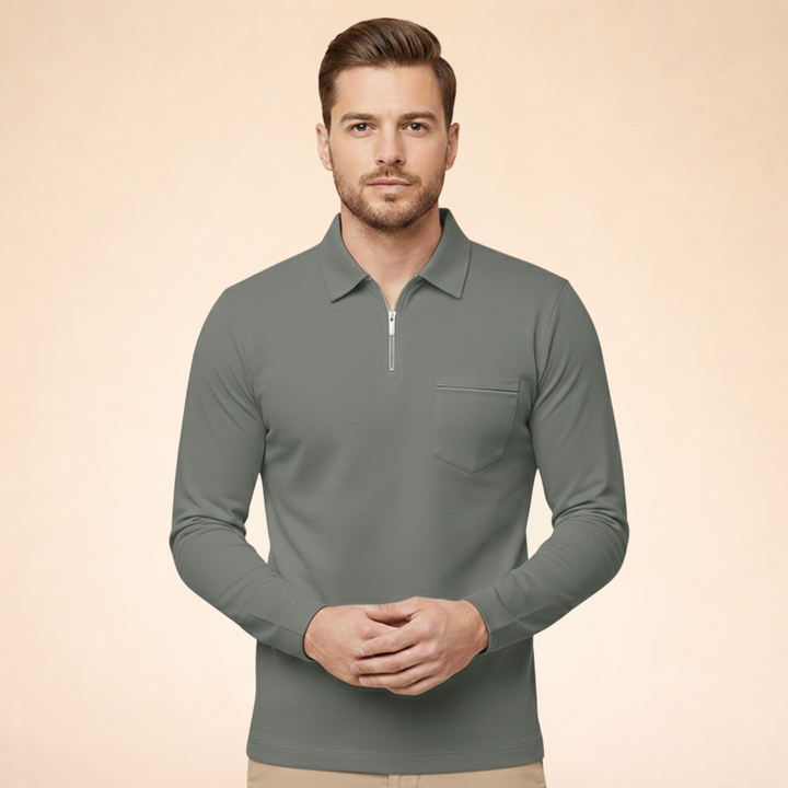 Louis | Elegantes, atmungsaktives Langarm-Poloshirt
