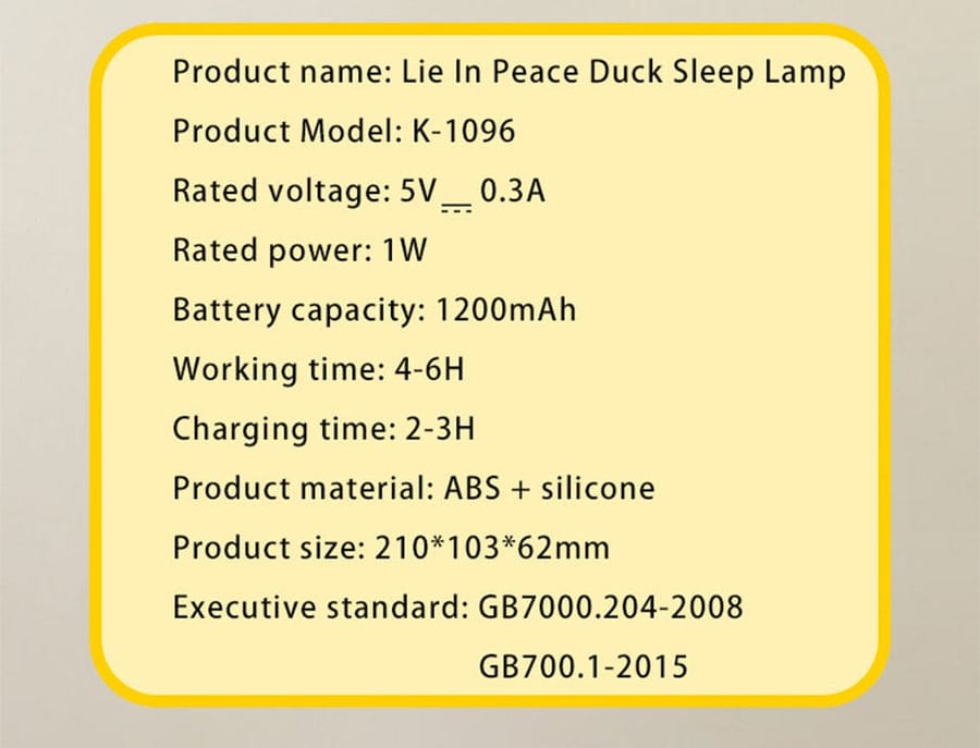 Duck Night Light Lamp