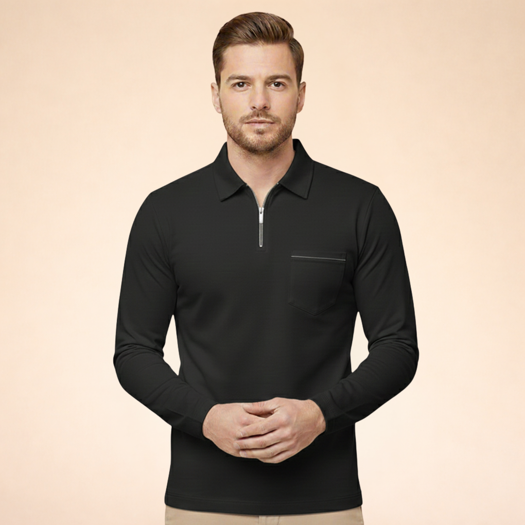 Louis | Elegantes, atmungsaktives Langarm-Poloshirt