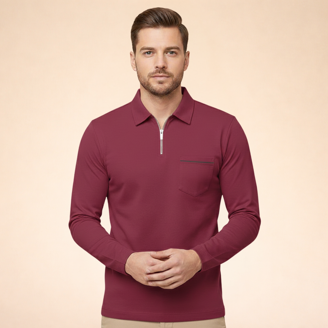 Louis | Elegantes, atmungsaktives Langarm-Poloshirt