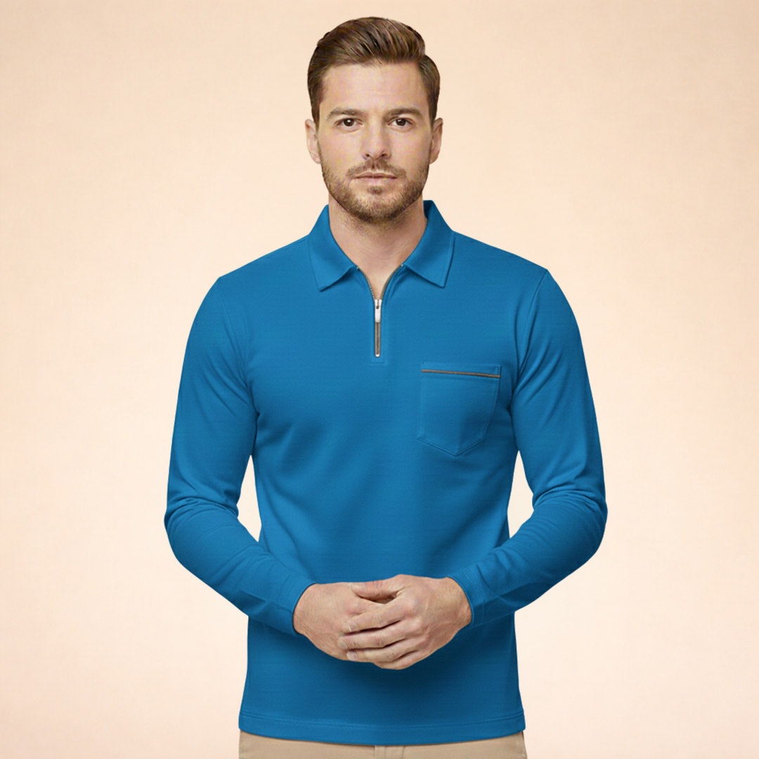 Louis | Elegantes, atmungsaktives Langarm-Poloshirt