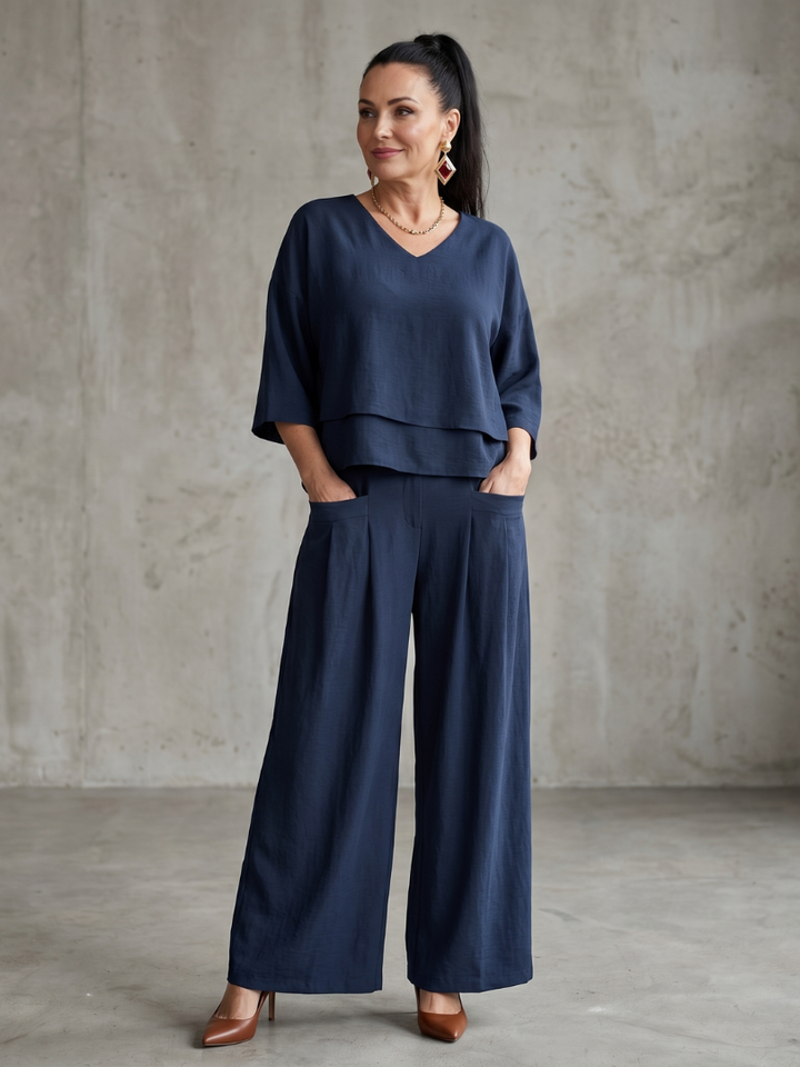 Velmira | Layered Top &amp; Wide-Leg Set