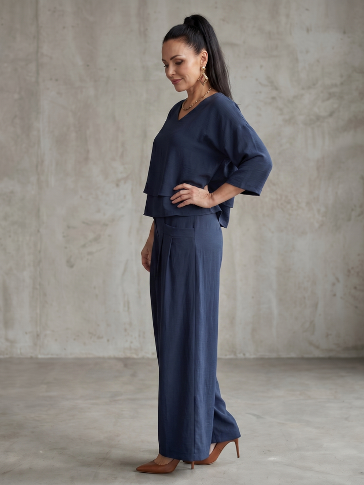 Velmira | Layered Top &amp; Wide-Leg Set