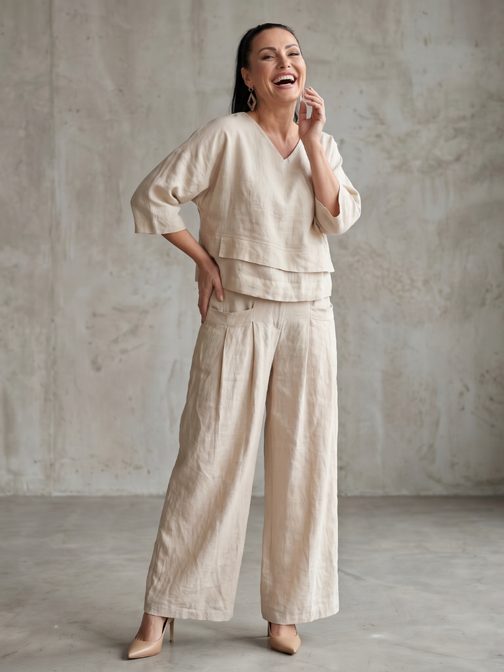 Velmira | Layered Top &amp; Wide-Leg Set