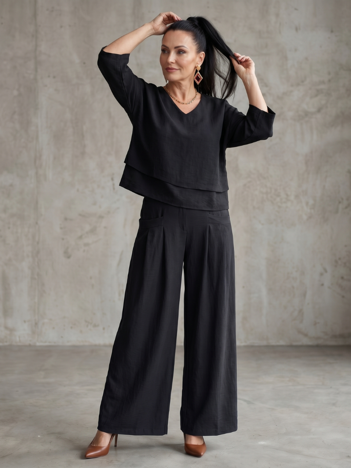 Velmira | Layered Top &amp; Wide-Leg Set