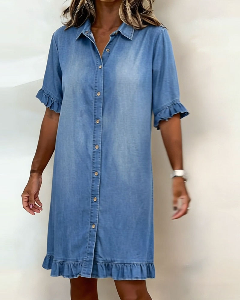 Mia | Modernes und atmungsaktives gerafftes Jeanskleid