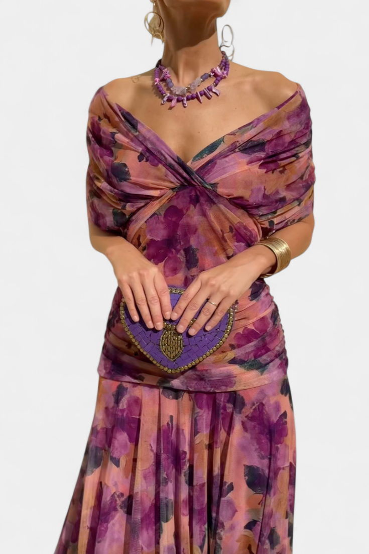 Celeste | Elegantes geblümtes Maxikleid