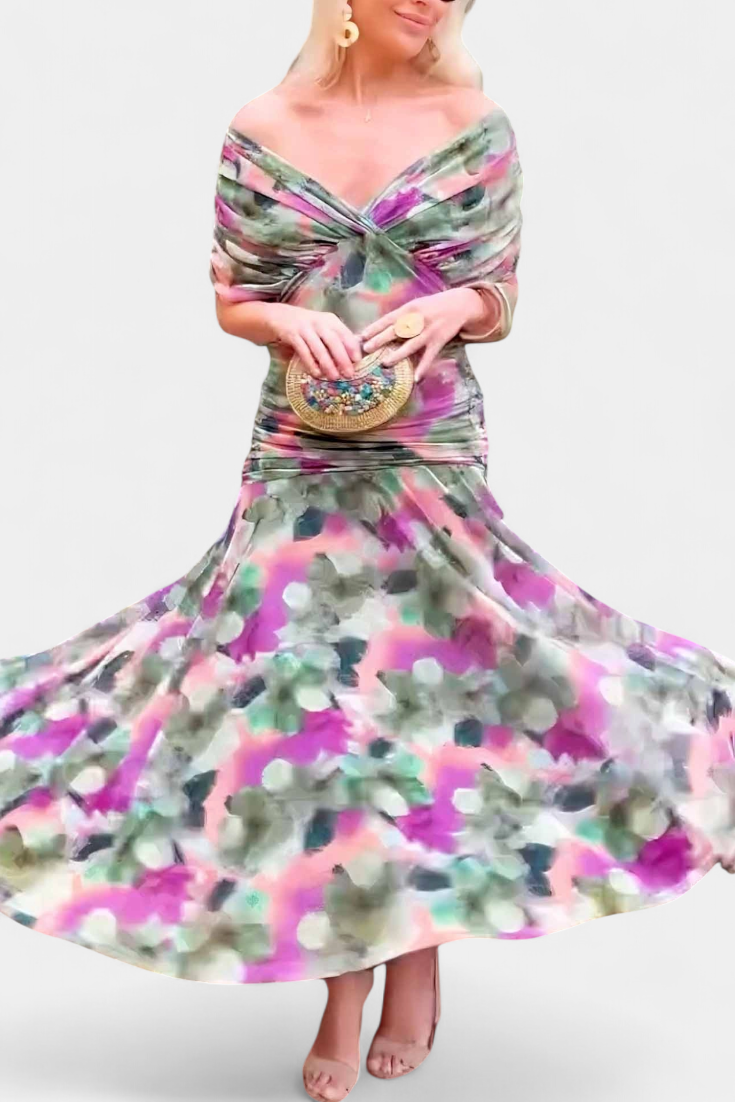 Celeste | Elegantes geblümtes Maxikleid
