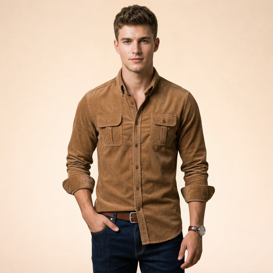 Luca | Slim-Fit Cordhemd für Herren