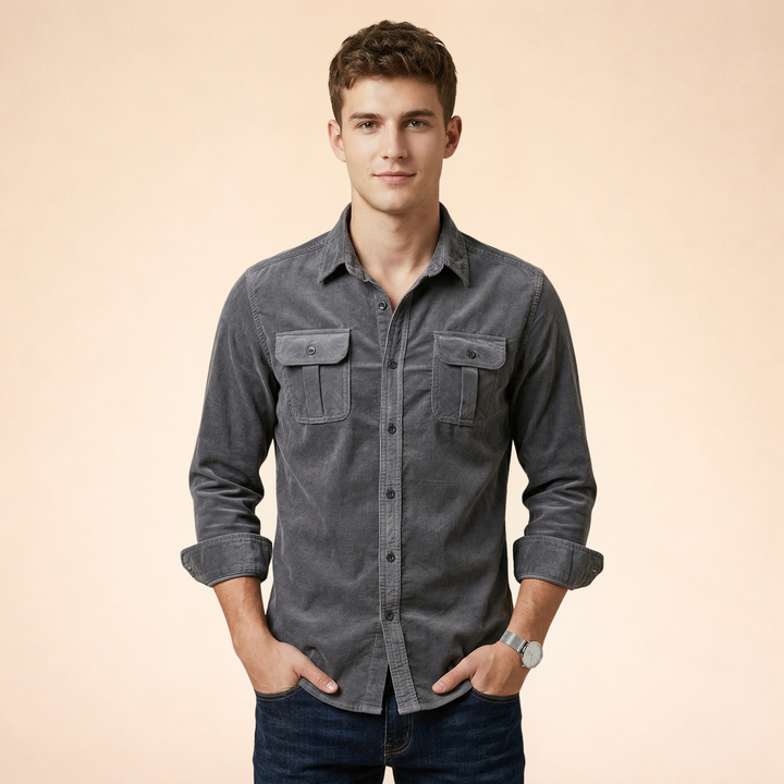 Luca | Slim-Fit Cordhemd für Herren