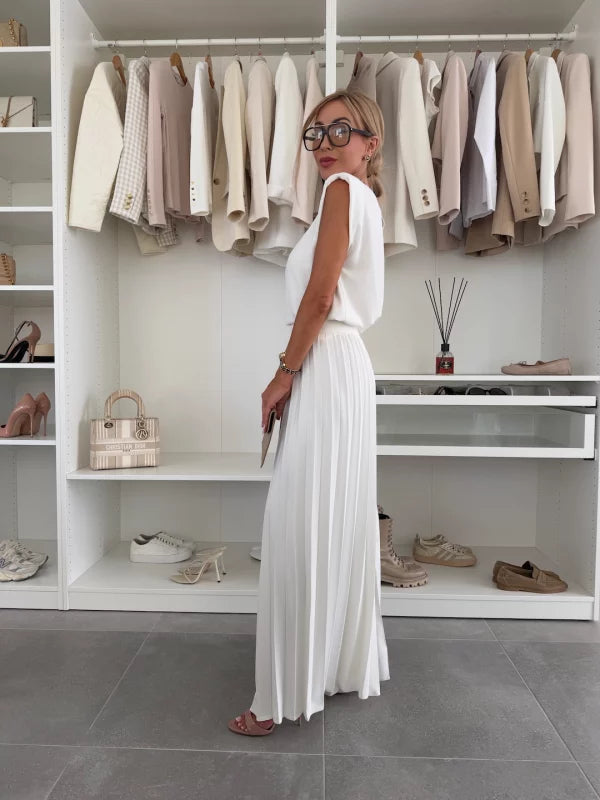 Isabella | Stilvolles ärmelloses Oberteil und weite Hose Set