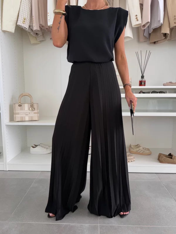 Isabella | Stilvolles ärmelloses Oberteil und weite Hose Set