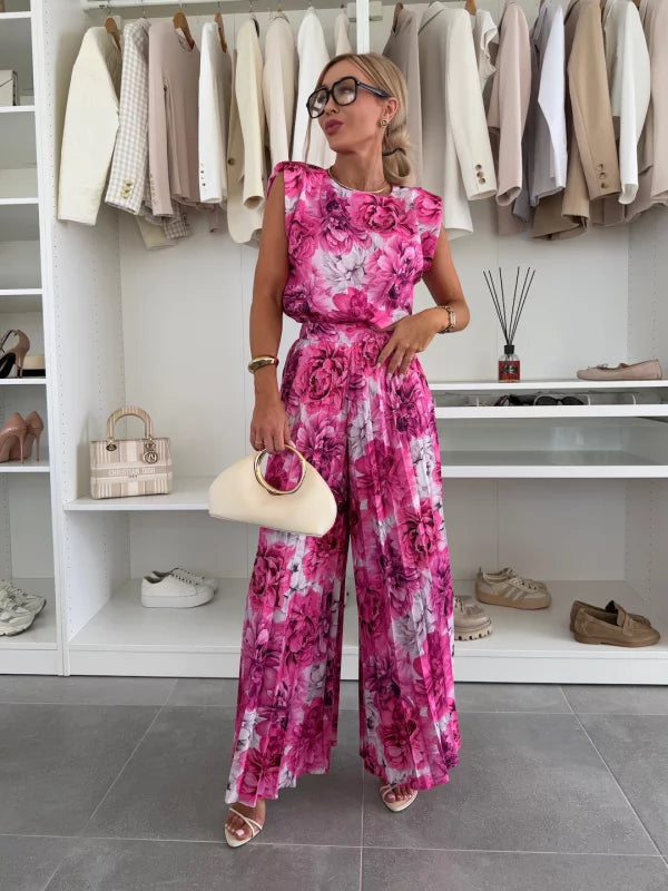 Isabella | Stilvolles ärmelloses Oberteil und weite Hose Set