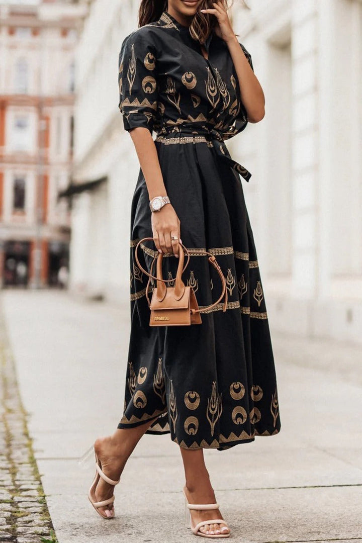Valentina | Women’s Printed Collared Midi Dress