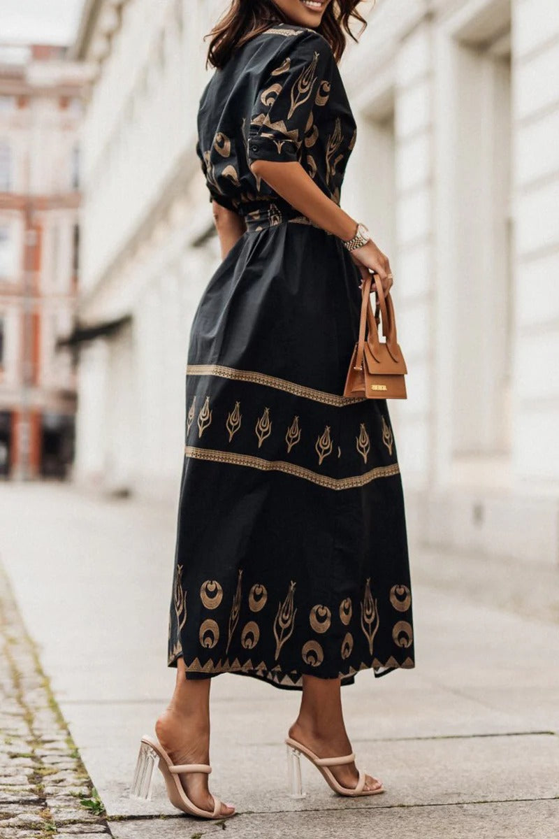 Valentina | Women’s Printed Collared Midi Dress