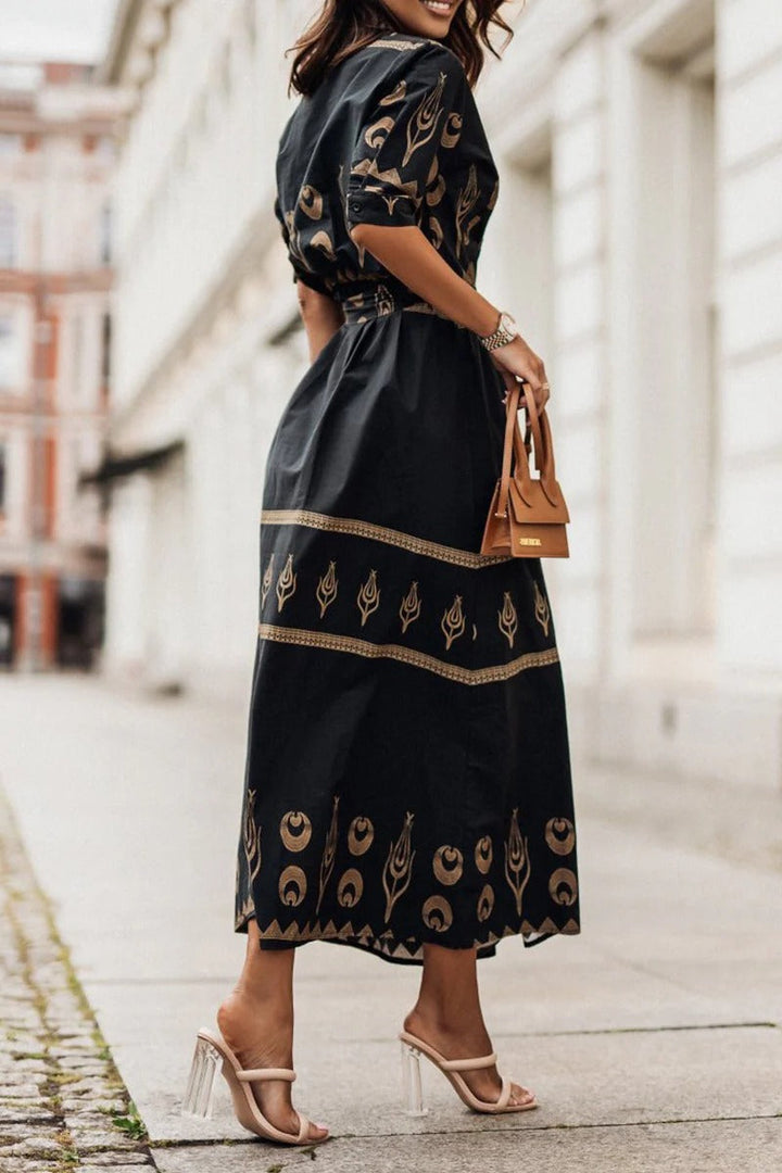 Valentina | Women’s Printed Collared Midi Dress
