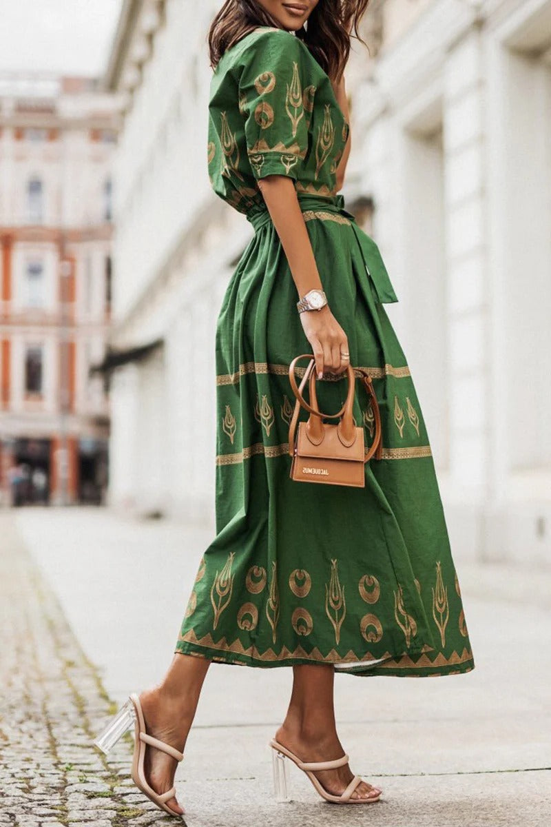 Valentina | Women’s Printed Collared Midi Dress