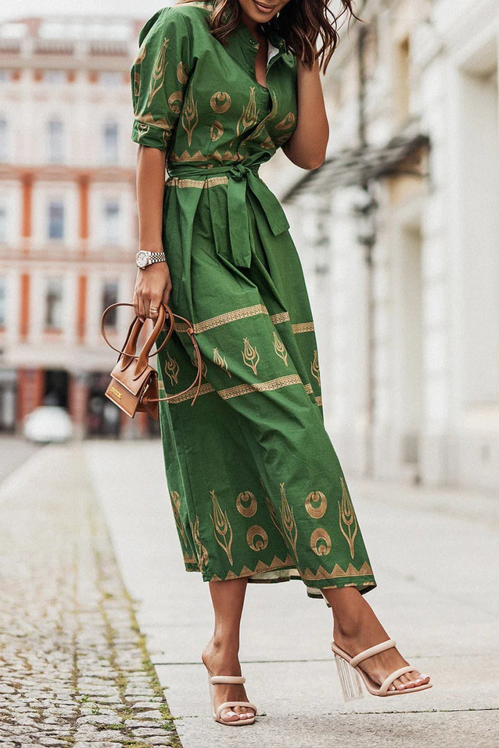 Valentina | Women’s Printed Collared Midi Dress