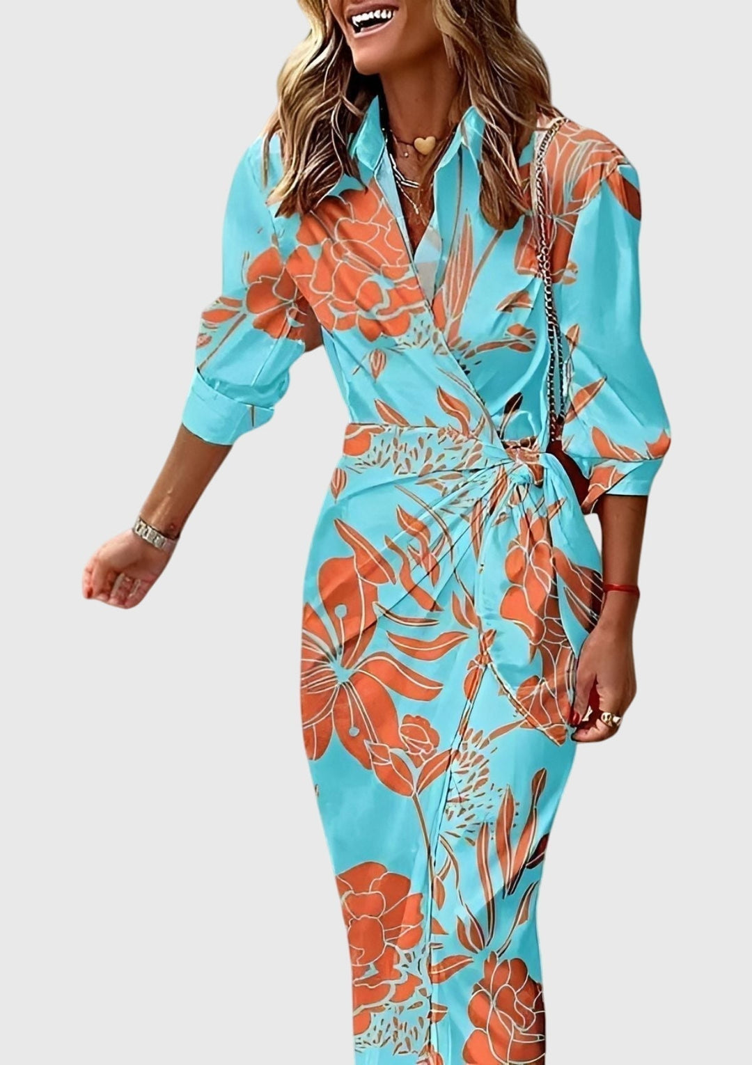 Celina | Elegantes Wickelkleid mit Print