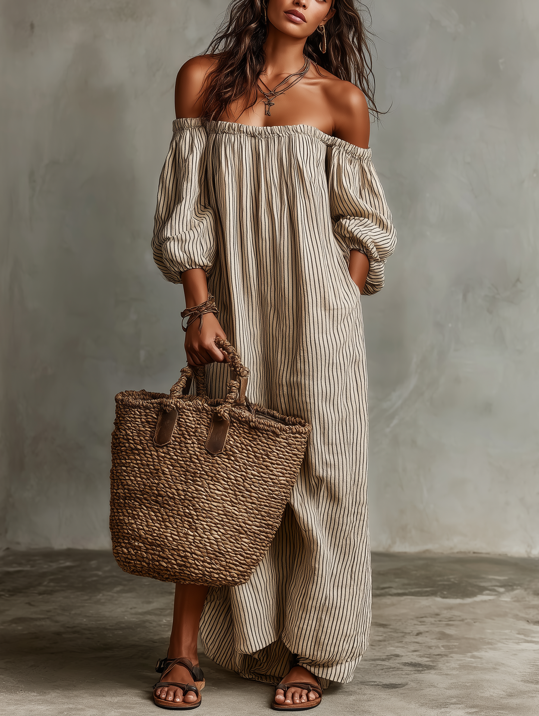 Selina | Stilvolles und luftiges Off-Shoulder Maxikleid