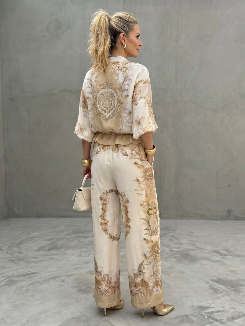 Zerelle | Printed Zip-Up Two-Piece Set