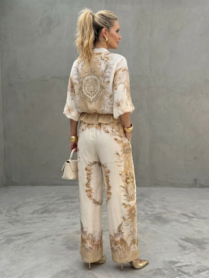 Zerelle | Printed Zip-Up Two-Piece Set