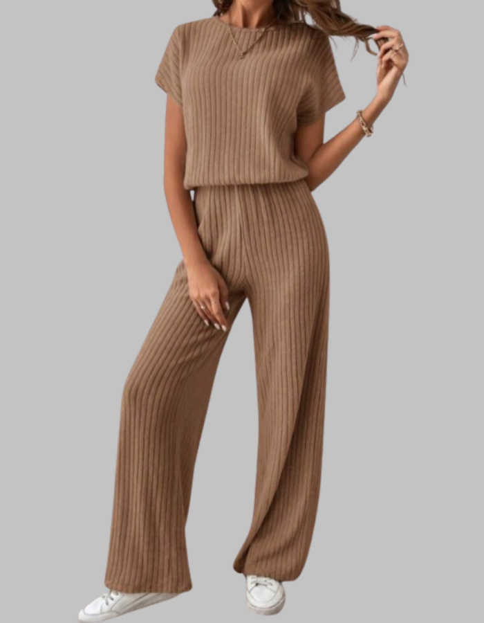 Isabella | Geripptes zweiteiliges Set mit weitem Bein