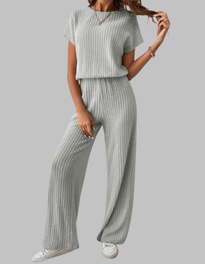 Isabella | Geripptes zweiteiliges Set mit weitem Bein