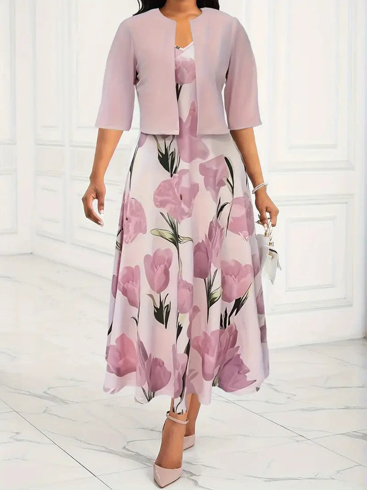 Bethany | Maxikleid mit Blumenmuster und passendem Jäckchen