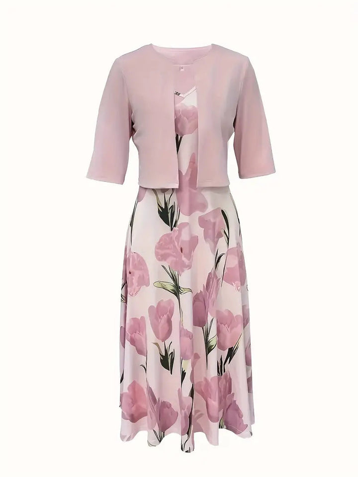 Bethany | Maxikleid mit Blumenmuster und passendem Jäckchen