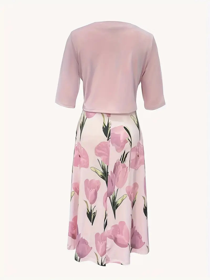 Bethany | Maxikleid mit Blumenmuster und passendem Jäckchen