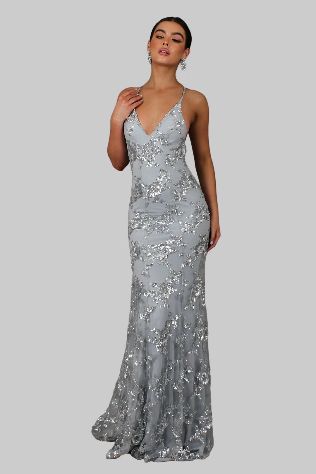 Theresa | Elegant V-Neck Sequin Maxi Dress for Women