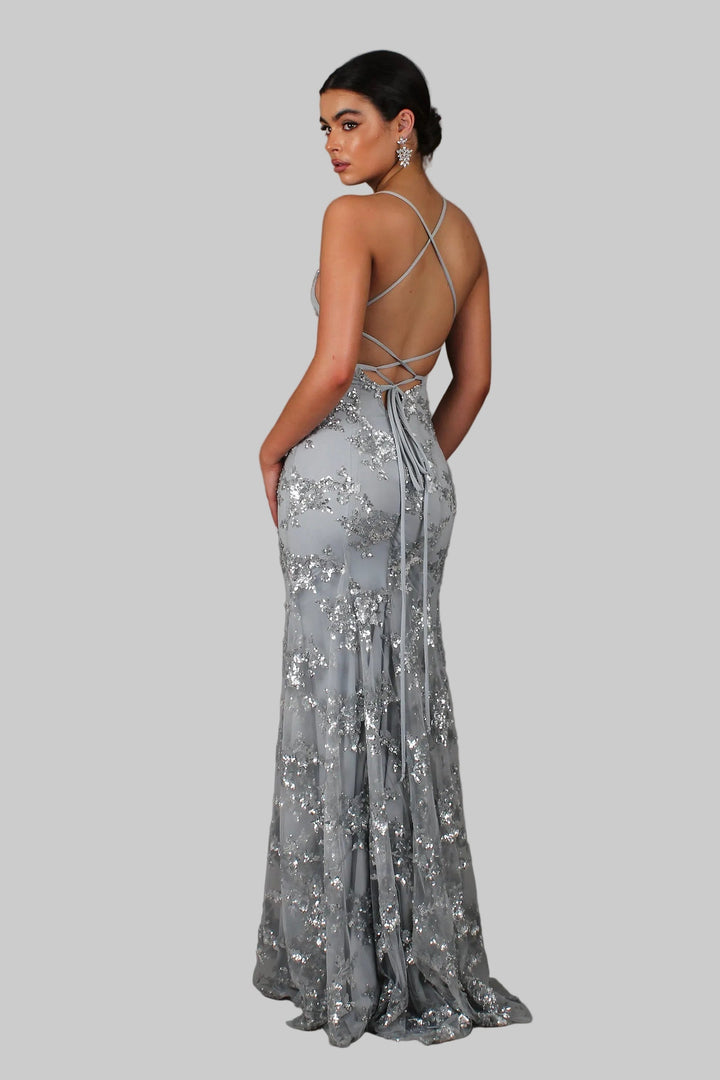 Theresa | Elegant V-Neck Sequin Maxi Dress for Women