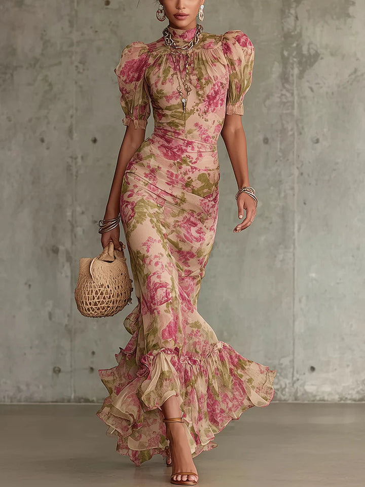 Patricia | Elegantes geblümtes Maxikleid mit Ärmeln für Damen