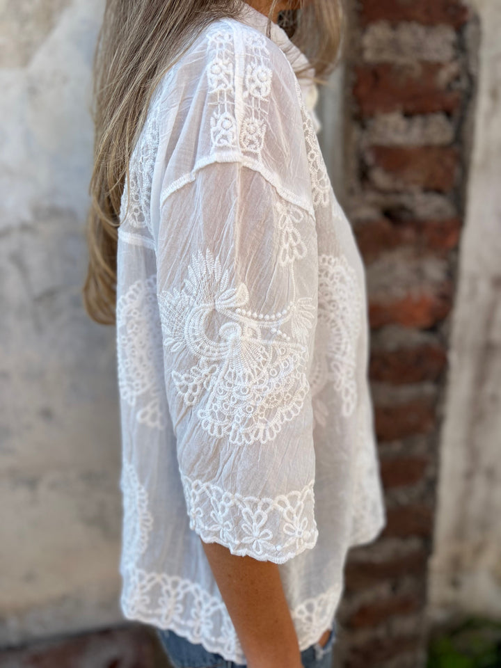 Marivelle | Camicetta elegante in pizzo con bottoni