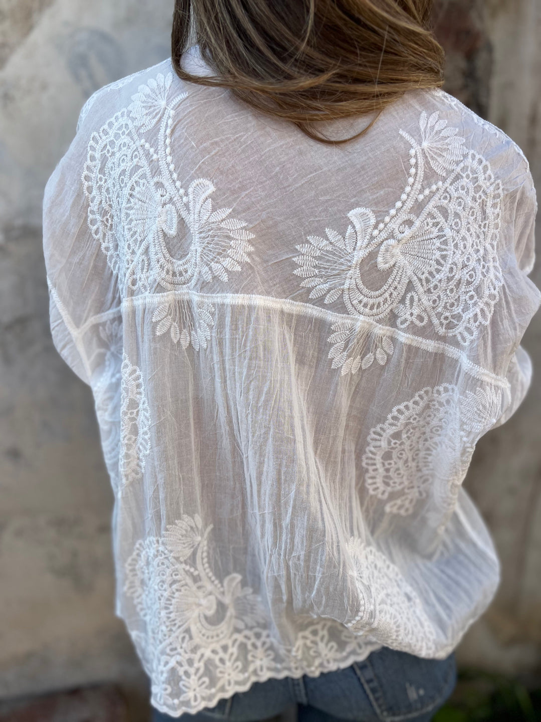 Marivelle | Camicetta elegante in pizzo con bottoni
