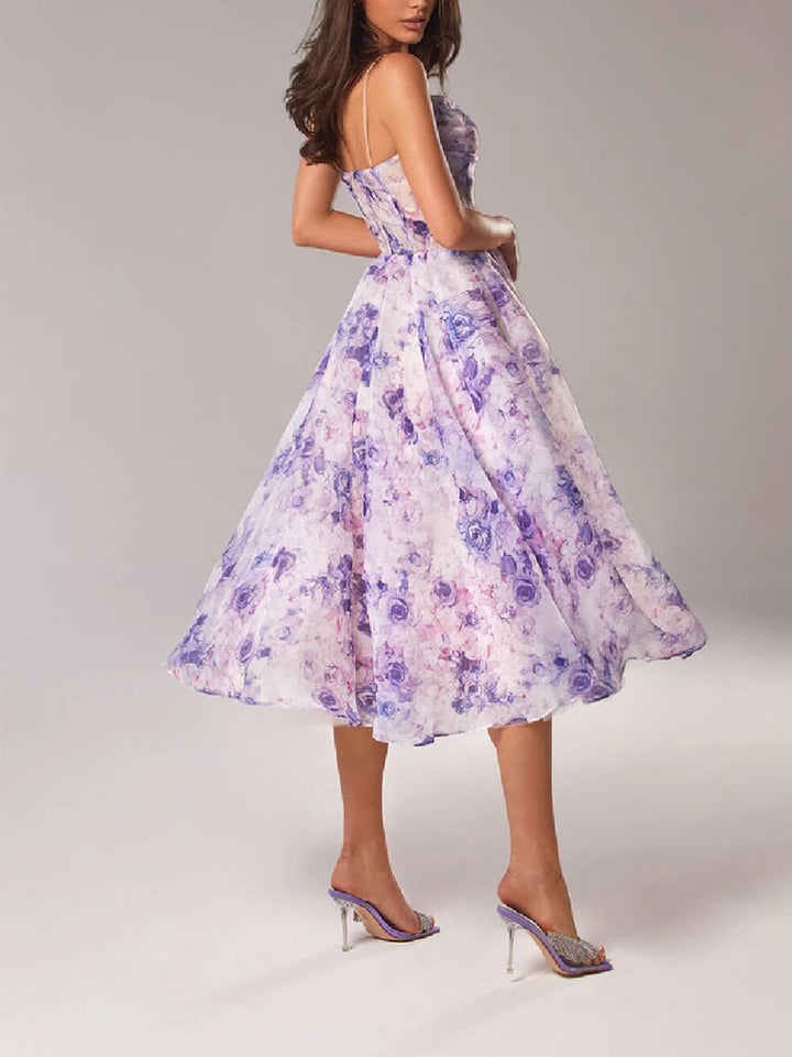 Lily | Elegantes florales A-Linien Midikleid für Damen