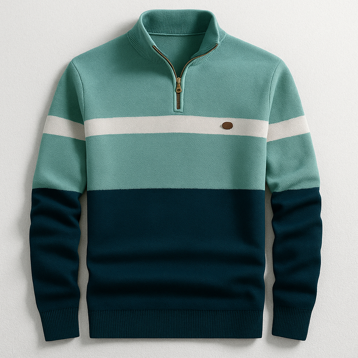 Orvyn | Klassischer Strickpullover mit kurzem Reißverschluss
