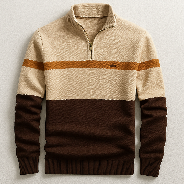 Orvyn | Klassischer Strickpullover mit kurzem Reißverschluss