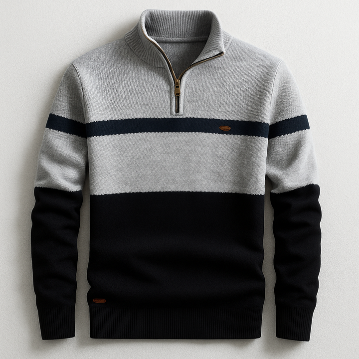 Orvyn | Klassischer Strickpullover mit kurzem Reißverschluss