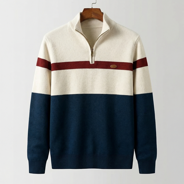 Orvyn | Klassischer Strickpullover mit kurzem Reißverschluss