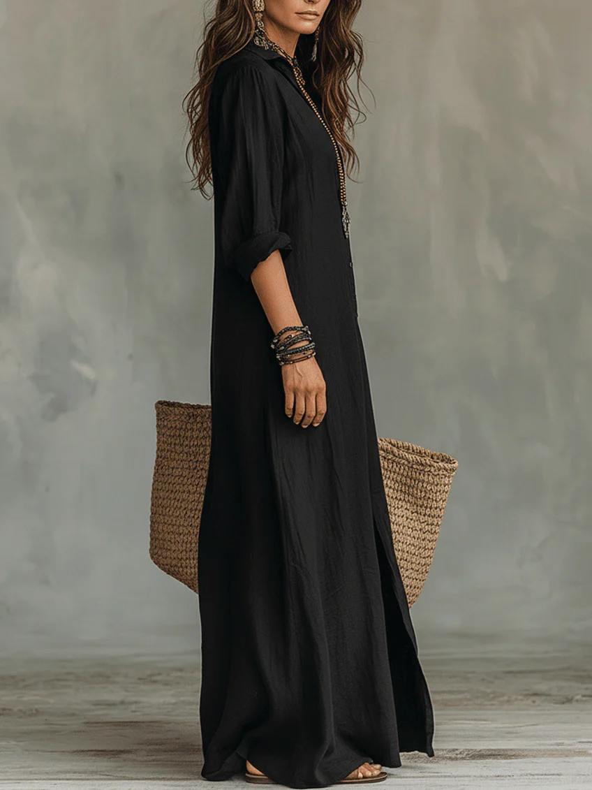 Liora | Elegantes, vorne geknöpftes Maxikleid