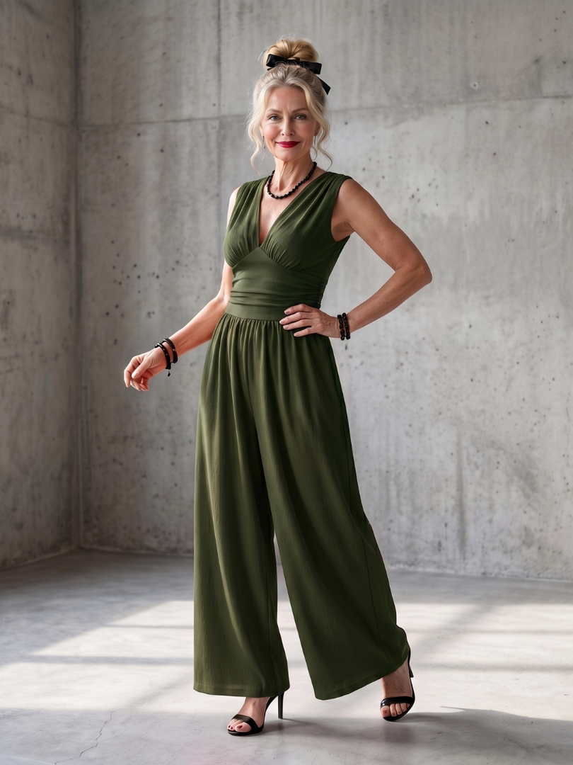 Velora | Eleganter Jumpsuit mit tiefem V-Ausschnitt