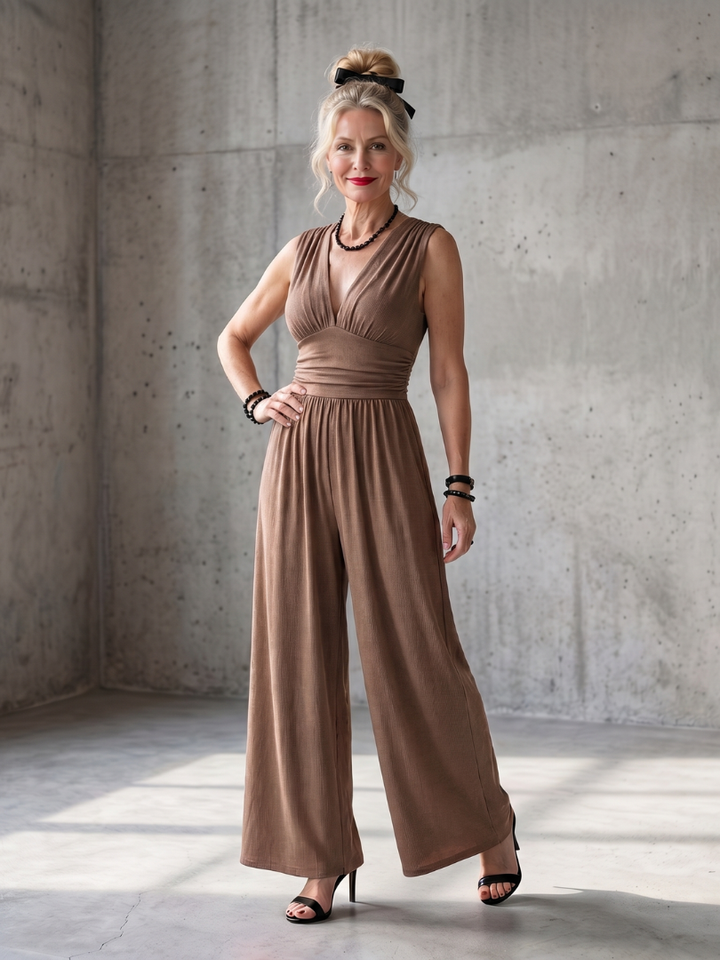 Velora | Eleganter Jumpsuit mit tiefem V-Ausschnitt