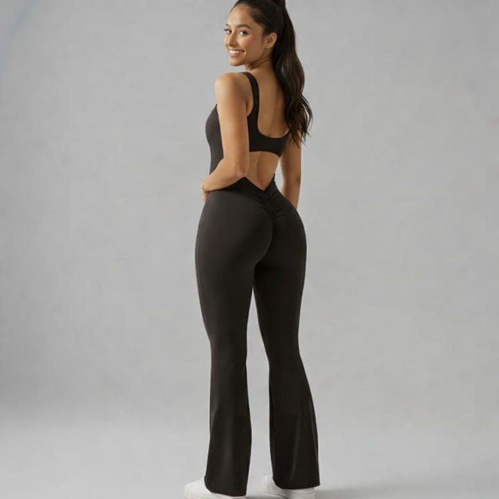 V Back Flare Jumpsuit