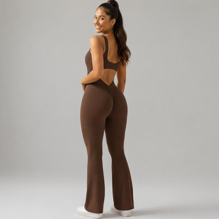 V Back Flare Jumpsuit