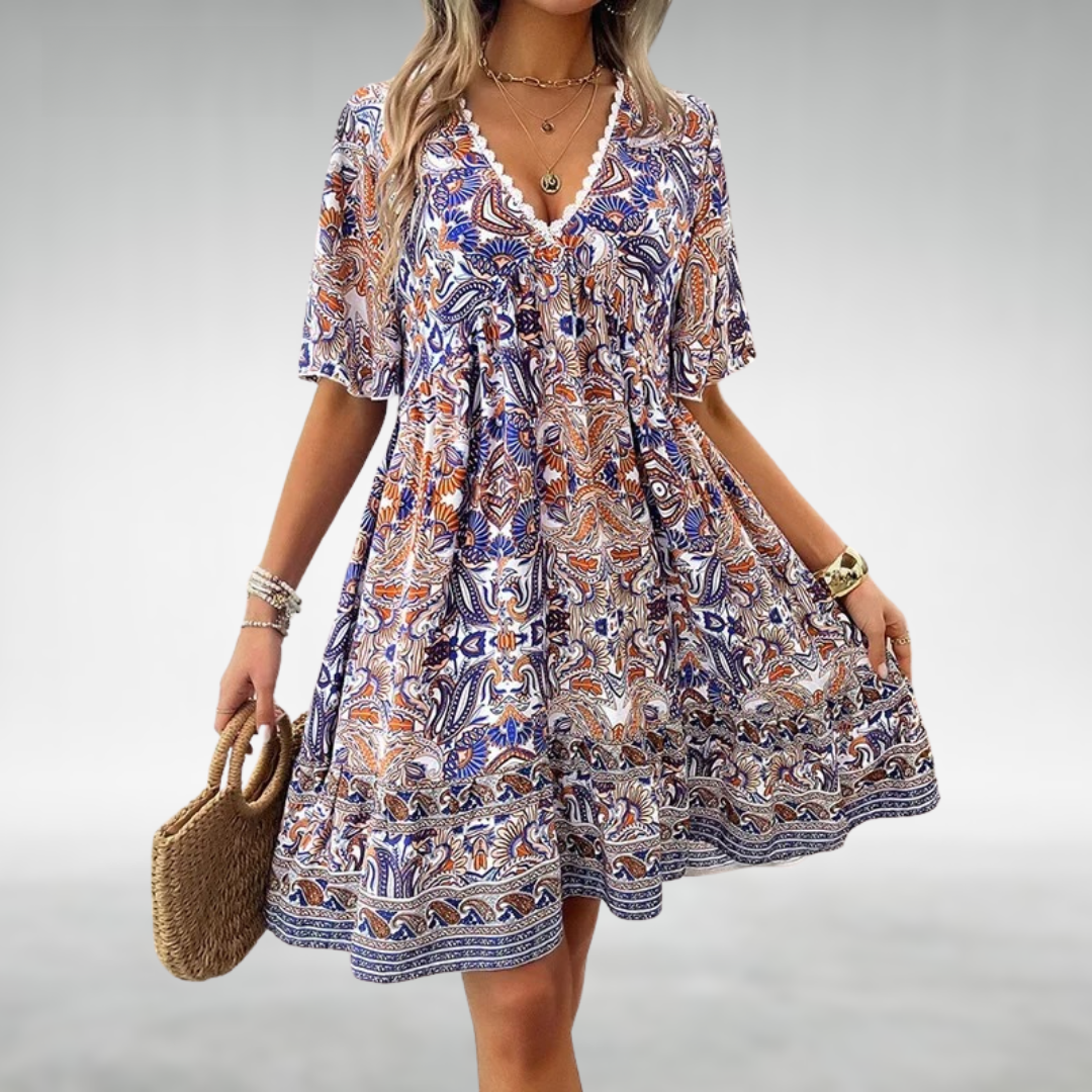 Maribel | Boho Minikleid mit Print für Damen