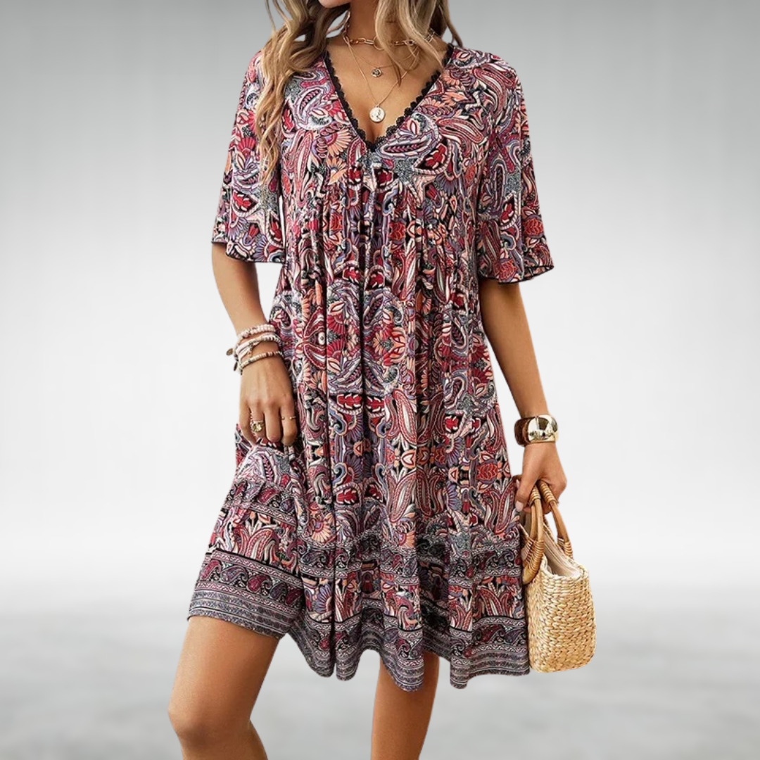 Maribel | Boho Minikleid mit Print für Damen